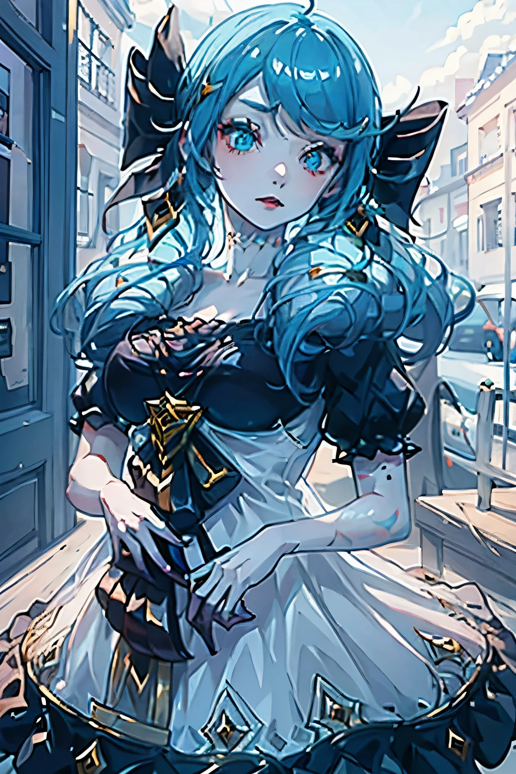 chica cabello azul anime,Su gran tijera: Es su arma principal, so make sure it&#39;s big and flashy.
Her gothic ****ta style: Su vestimenta es elegante y oscura con detalles de encaje y volantes.
Su pelo azul: Es largo y ondulado, almost always with a serious expression.
her pale complexion: Gwen is a living doll, so his skin is very white.
Su mirada penetrante: Gwen es una luchadora decidida, so your look must transmit that strength.,con coletas azules,detalla mas la imagen 