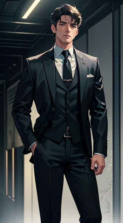 (best quality, masterpiece, 8 thousand, realistic, cinematic lighting, 1:4 HDR images, very detailed, beautiful photos), mature man, very handsome, ((cold expression)), black short hair, black eye, A perfect face without any mistakes, ((Buttoning my jacket, chief executive))