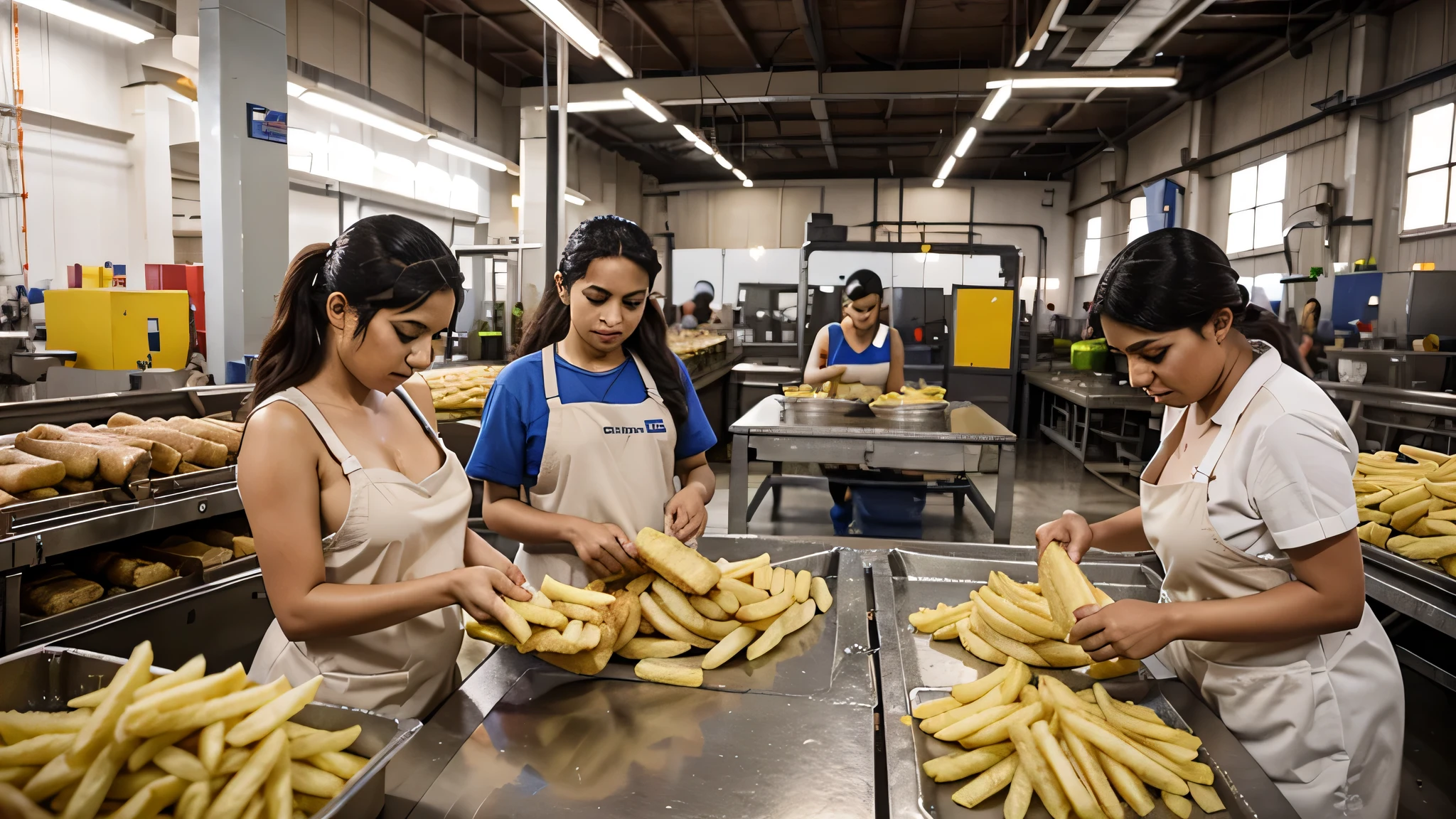 production line, factory, batata frita, workers, Mc Donald
