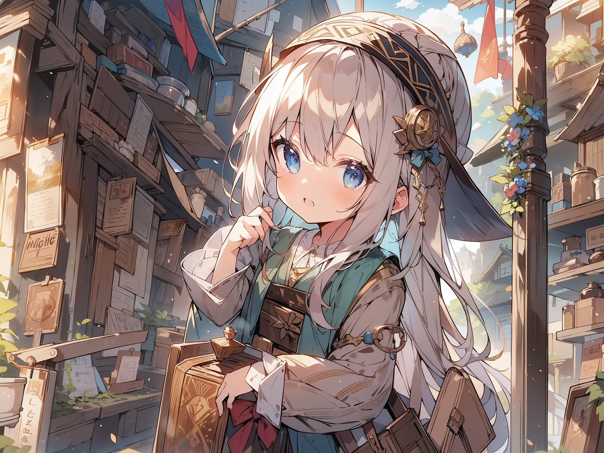 (masterpiece:1.2),(anime),(Medieval Background),((Traveling Merchant Girl)),One Girl、(Traveling Girl)