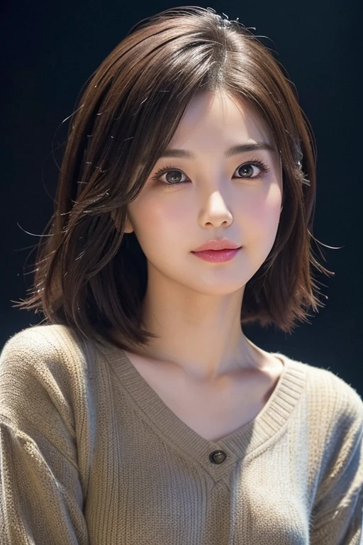 ８hair, Very detailed, masterpiece, highest quality, Photorealistic, Detailed face, Headshot, Fine Eyes, 25-year-old woman, 1 person, Cute Face, (The lower lip is thick and full:1.4), (Facing forward), Nice body, ((Watching the audience)), (Asymmetrical Bob:1.1),Casual clothing, Shapely bust