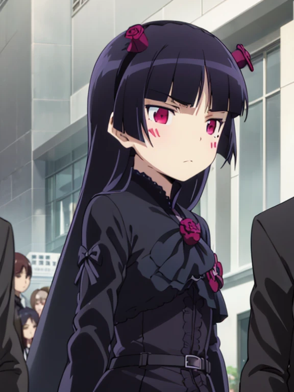 ruri gokou, (woman), (((Sickle))), (((grim Reaper))), ((black)), (Skeleton), Red eyes, Artistry, Gothic ta Fashion, Hime cut, Whitewashed face、Face Paint, , Attention to detail, Middle wind, Narrative, mysterious, Solemn, Fantasy,