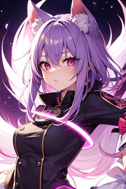 Waifu kitsune con ojos morado, neon hair 