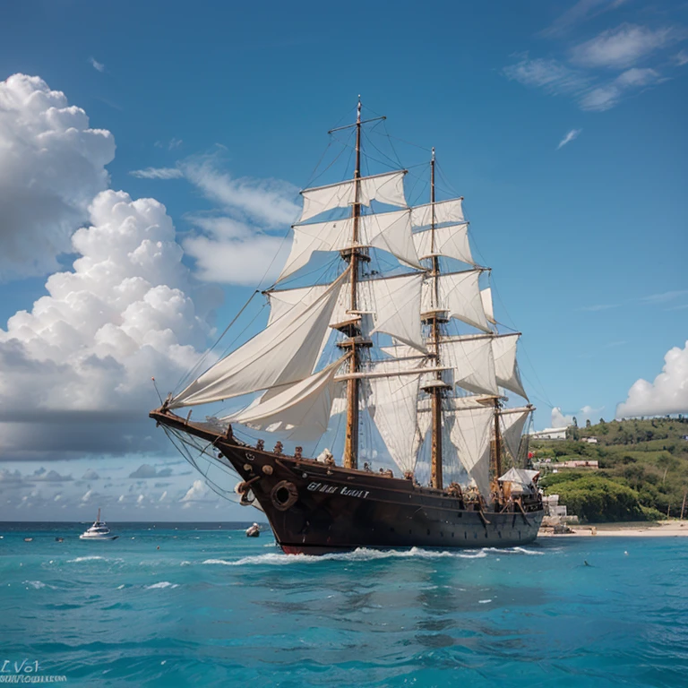 Seventeenth century ship, the island of Barbados