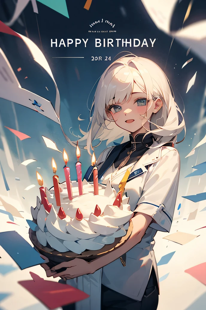 
birthday card to invite a girl&#39;s 17th birthday that has an image of a white girl with glasses and wavy black hair blowing out the candles on a cake