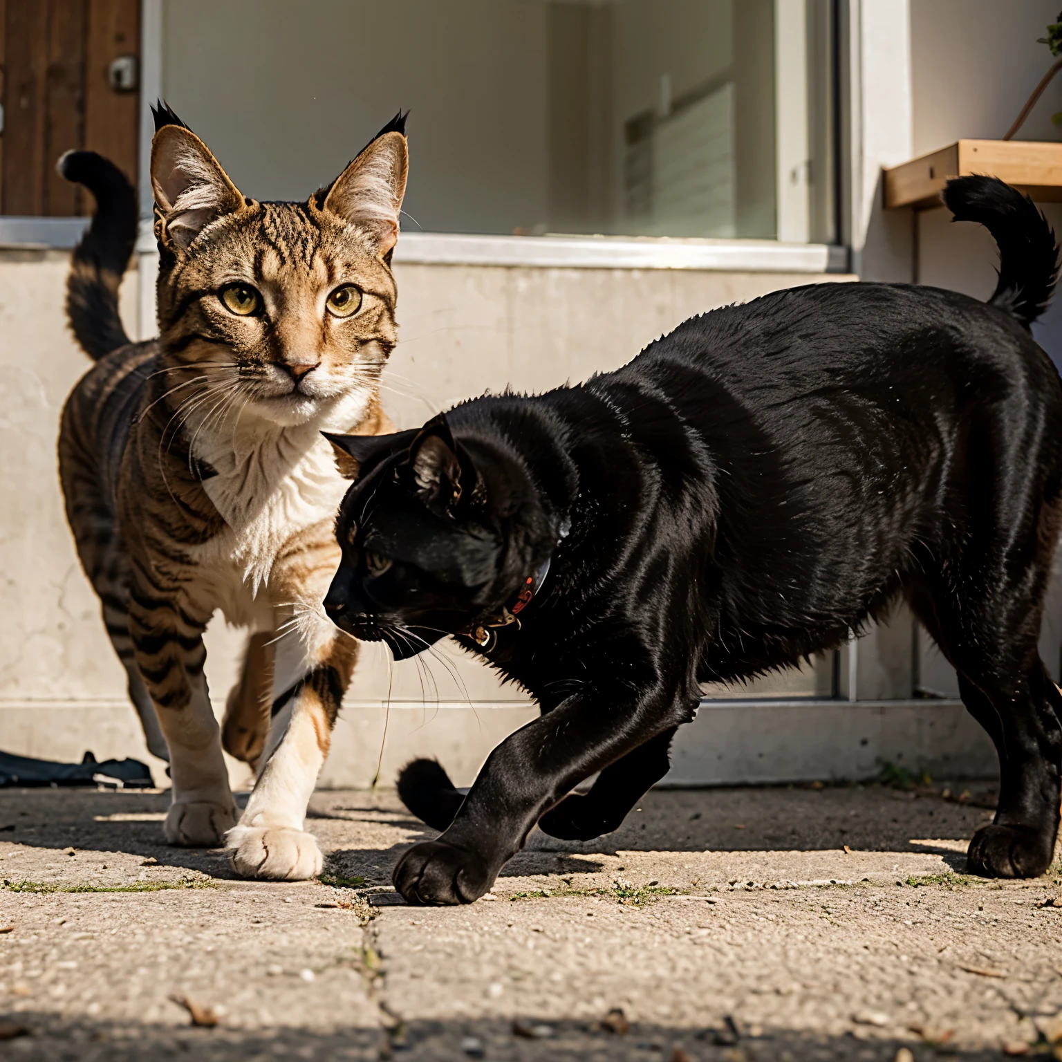 Cat chased by dog