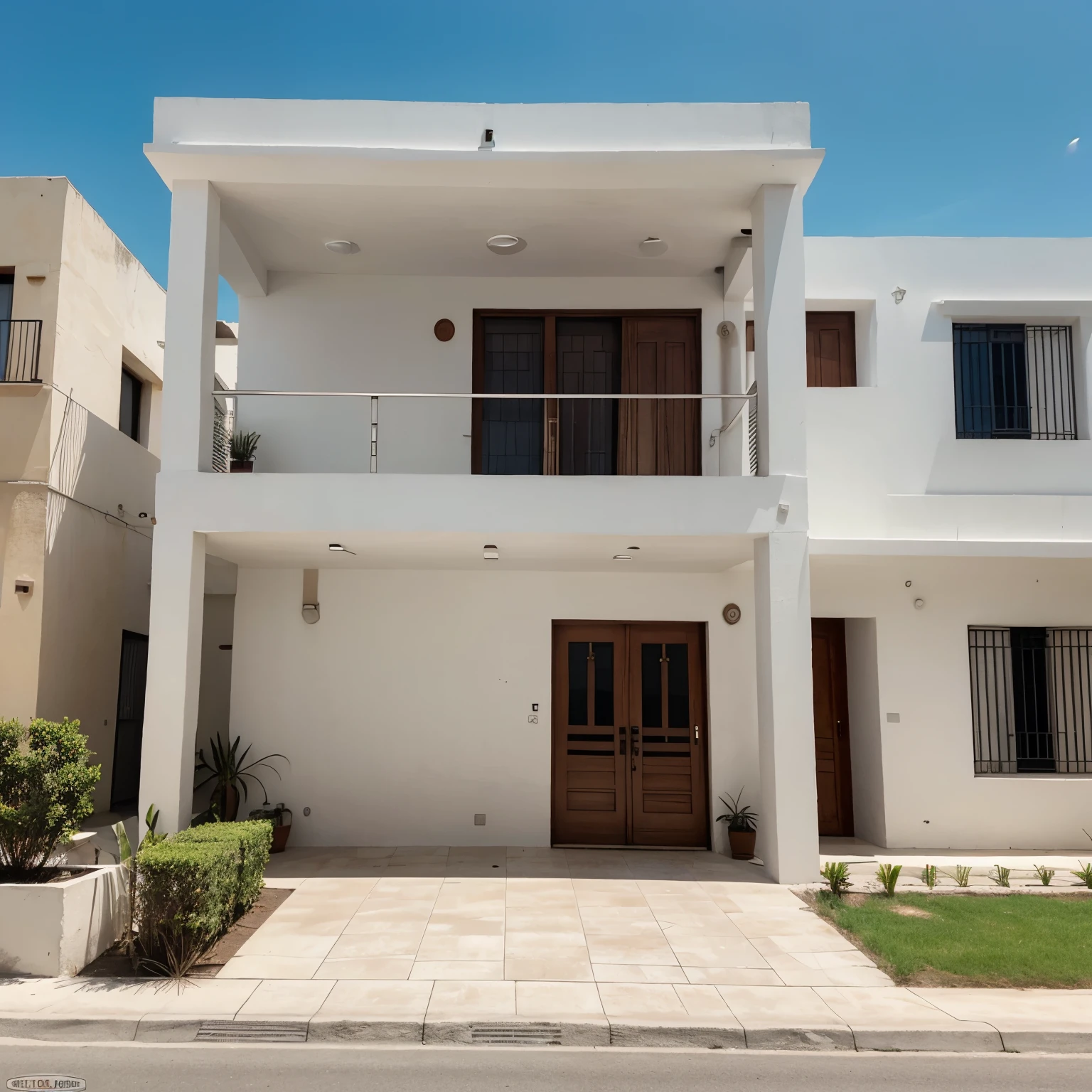 Fachada de casa con techo alto