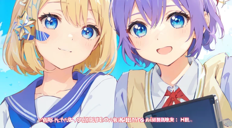 animado characters with blue eyes and blonde hair are standing next to each other, hololive, shojo romance, contenido descargable, cuta animado, shojo manga, alicization, shojo, slice of life animado, ( ( ( animado ) ) ), Kyoto animation, still from tv animado, shirobako, animado opening, animado screenshot, shojo manga