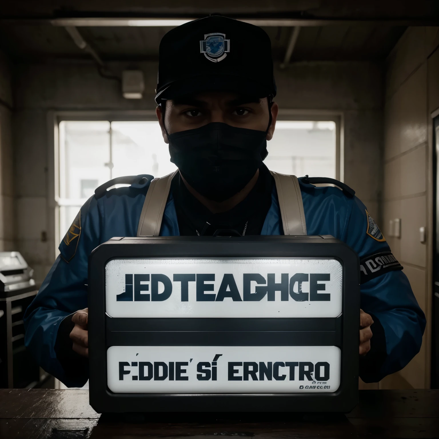 El "CarGuard" es un dispositivo compacto, about the size of a matchbox, con una forma rectangular y bordes redondeados. It is made of strong and durable plastic, in matte black with electric blue details. Tiene un conector OBD-II que se extiende desde un lado, una serie de LED en la parte superior que muestran el estado del dispositivo (encendido, diagnosis, problemas detectados), y el logotipo "CarGuard" en la parte frontal en blanco, with modern and clear typography. Besides, It has a small reset button on the side.