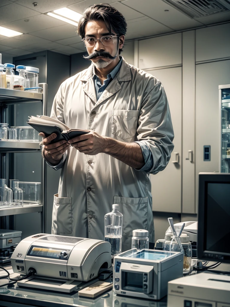 1man with mustache do a research in lab