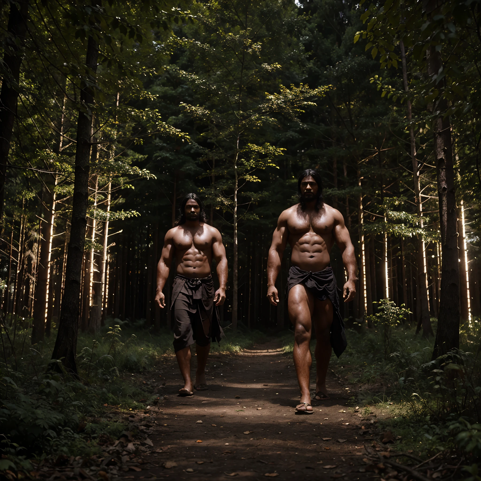 Indian, Muscle, floresta profunda, darkness, spirits