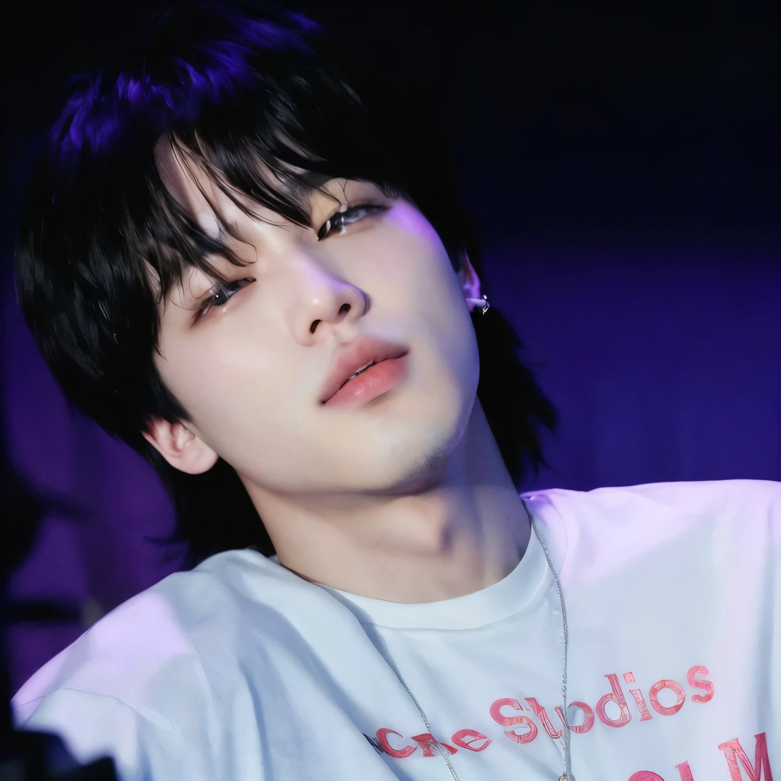 um close up de uma pessoa com uma camisa branca em, Jimin, Jimin\the full lips, Jimin\the right eyelid is swollen, park Jimin, Yoongi de cabelo preto, Jungkook, hyung tae, Kim Doyoung, Jimin\o nariz grego, taejune kim, Jung Jaehyun, accurate Jimin face, Sun Yunjoo, Hong junho hyung, Steve Jung