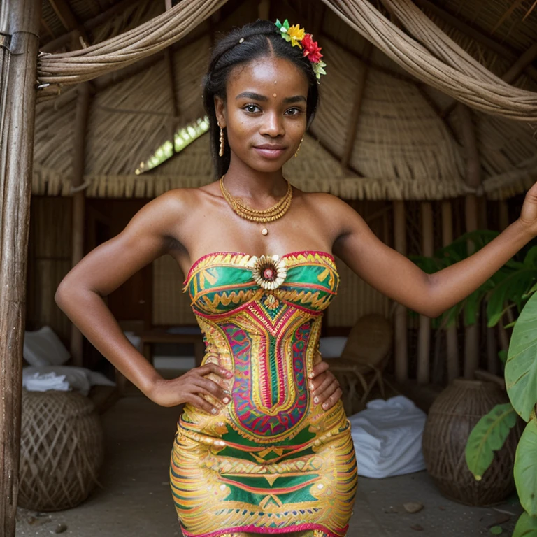 Beautiful woman, 20 years, Seychelles 🇸🇨, cultural costumes , Colored Dress