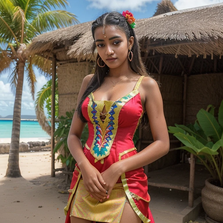 Beautiful woman, 23 years, Mauritius ๐ฒ๐บ , cultural costumes, colored dress