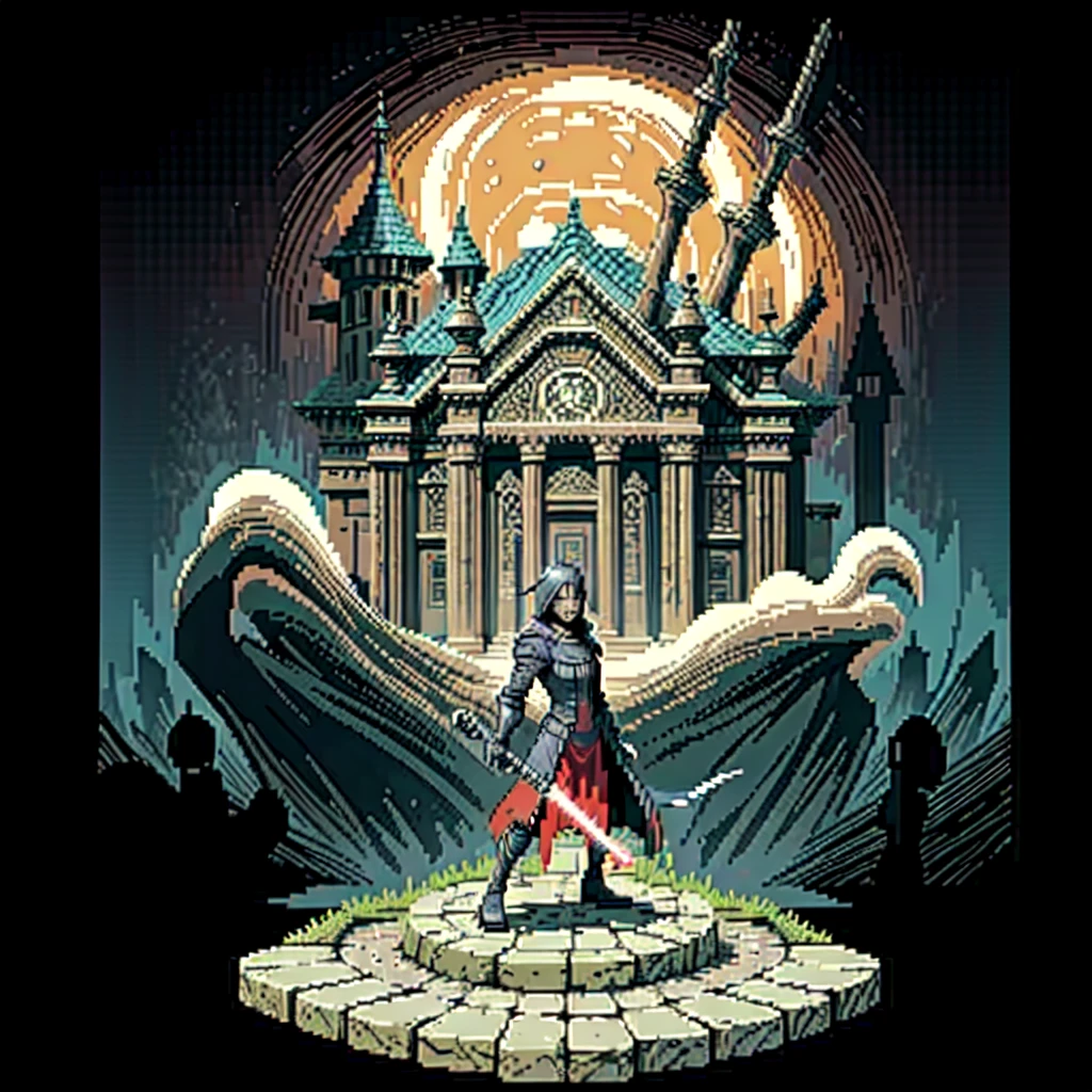 (masterpiece, top quality, best quality), pixel,pixel art,grim reaper,scyte,dark souls,full body