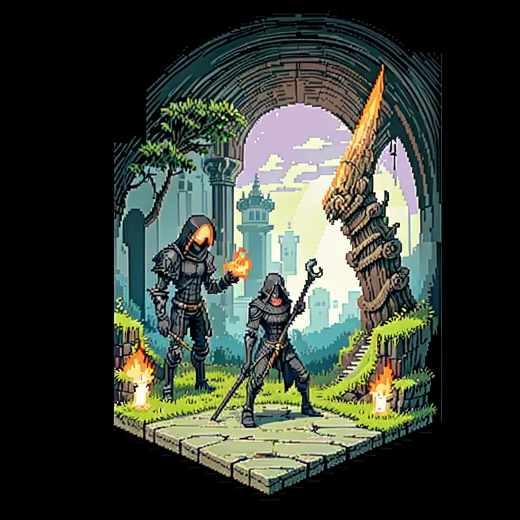 (masterpiece, top quality, best quality), pixel,pixel art,grim reaper,scyte,dark souls,full body