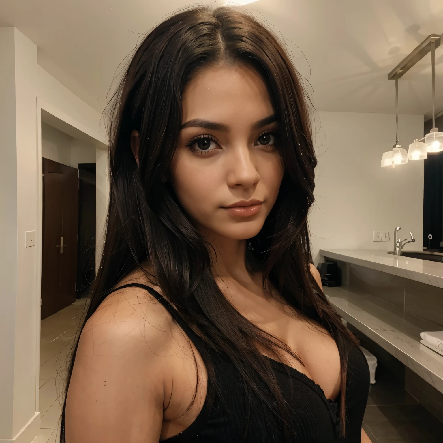 Cabelo preto olhos vermelhos