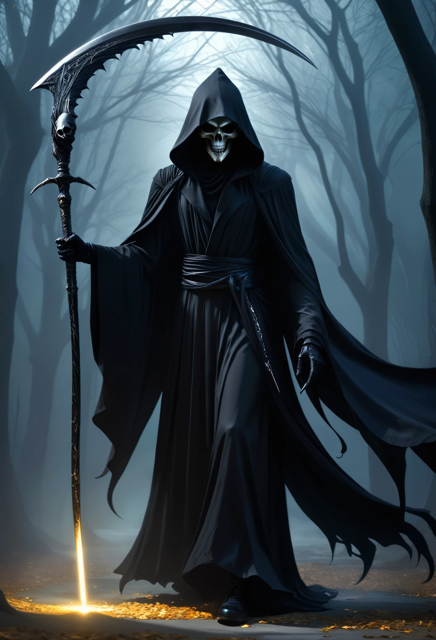 best quality, masterpiece, ultra high res, (photo realistic:1.4), surrealism, dream-like, DTstyle, black grim reaper, a fantasy creature, Shadowdancer, shadow magic, darkness control, stealth, shadowstep, umbral spells, hidden blade