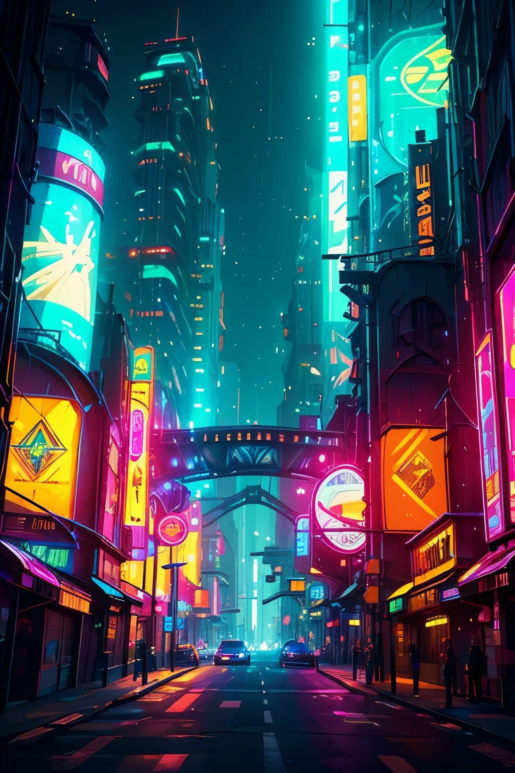 (Masterpiece), Best Quality, Photorealistic, (8K UHD Hyperrealistic), Cyberpunk Style, (Sleek futuristic racer), Holographic Paint Job, (Shimmers in vibrant colors), Glowing Wheels, (Huge and radiant), Advanced Aerodynamic Body, (Futuristic and aerodynamic), Glowing Graphics, (Along the body for added effect), Neon-lit Dystopian City, (With a backdrop of hovering vehicles and colossal billboards), High Resolution, Detailed Background (Intricate neon lights and towering structures), Cinematic lighting, Physically