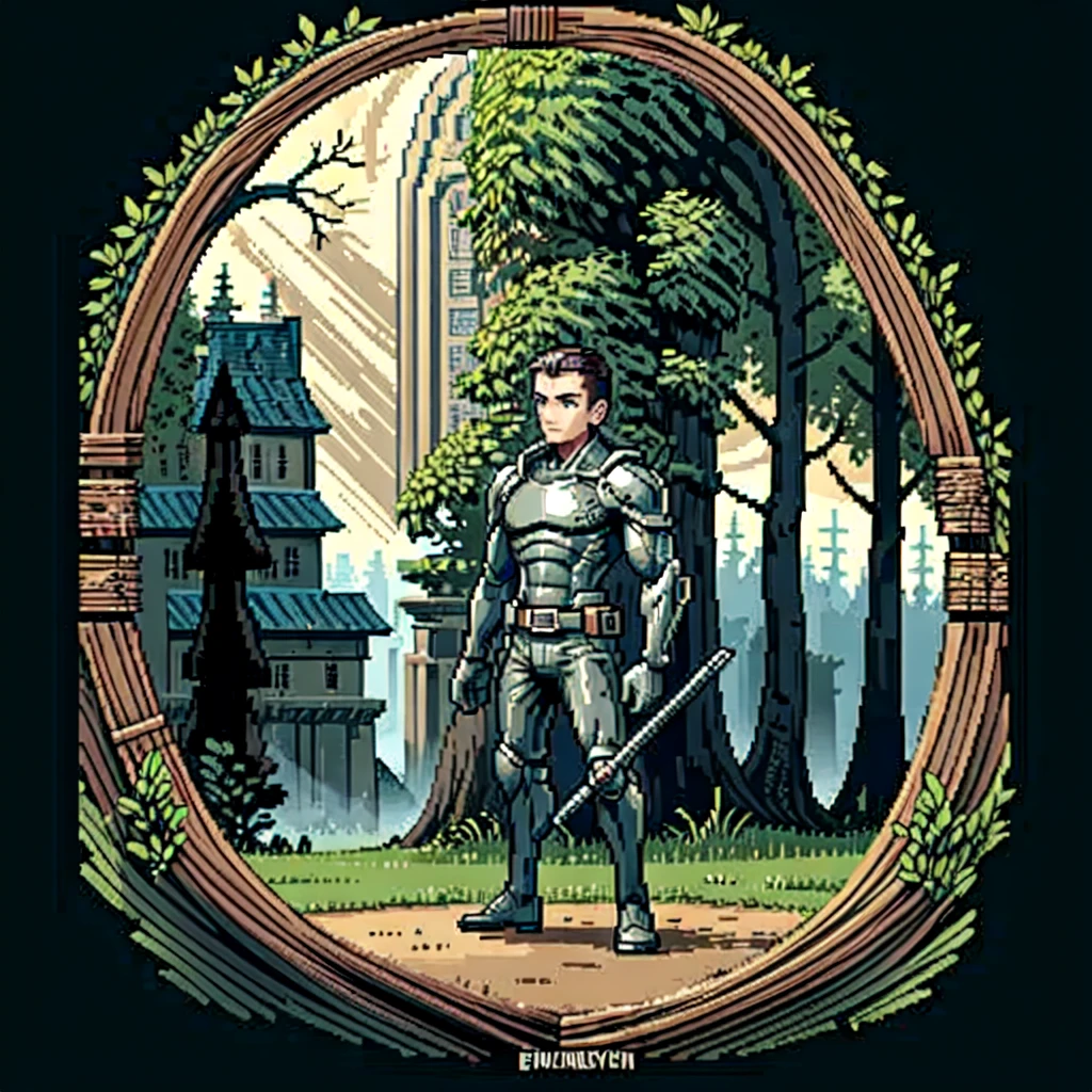 (masterpiece, top quality, best quality), pixel,pixel art,a dark soldier holding a rifle hiding in the forest,full body