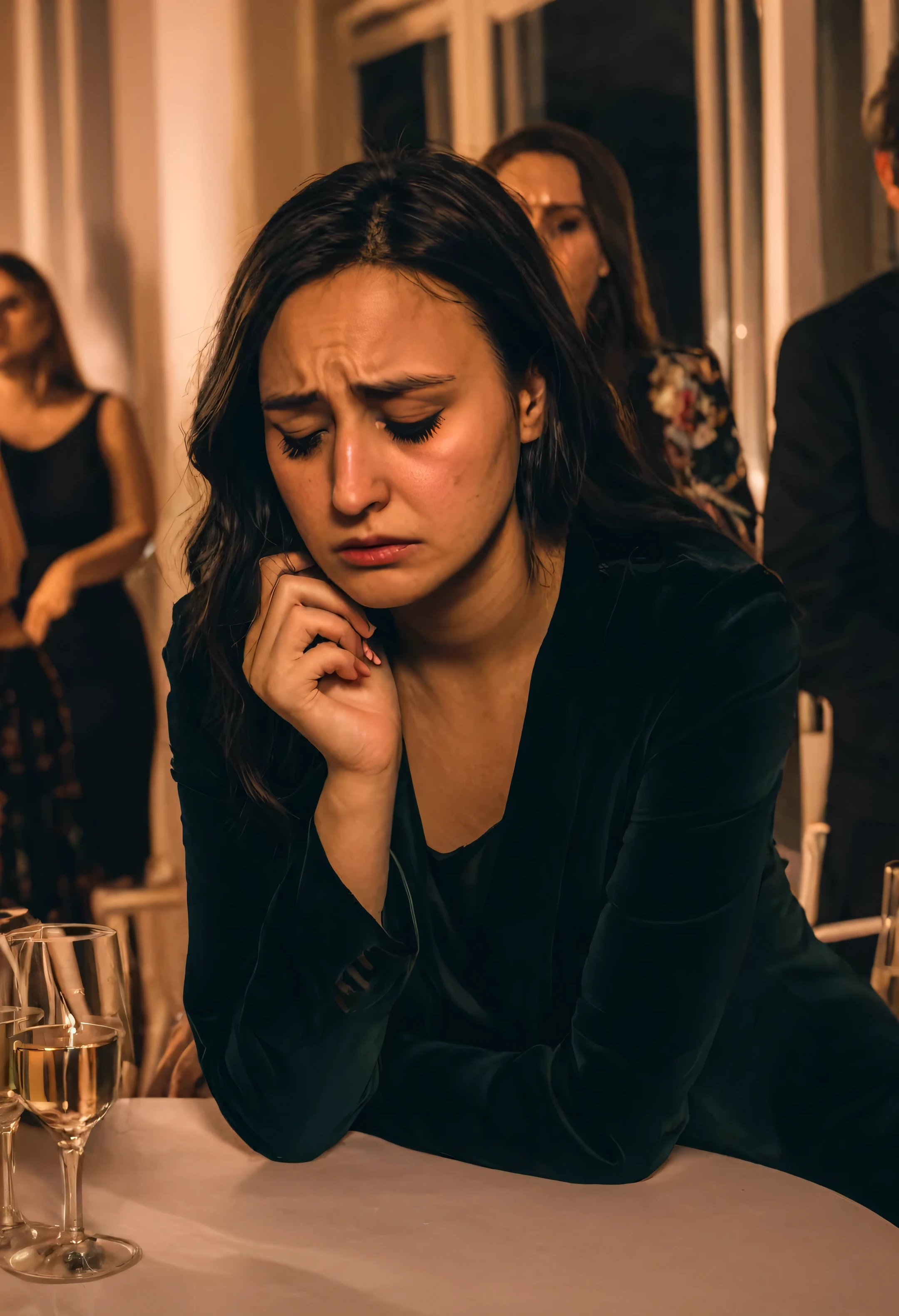 woman at a party feeling sad and out of place