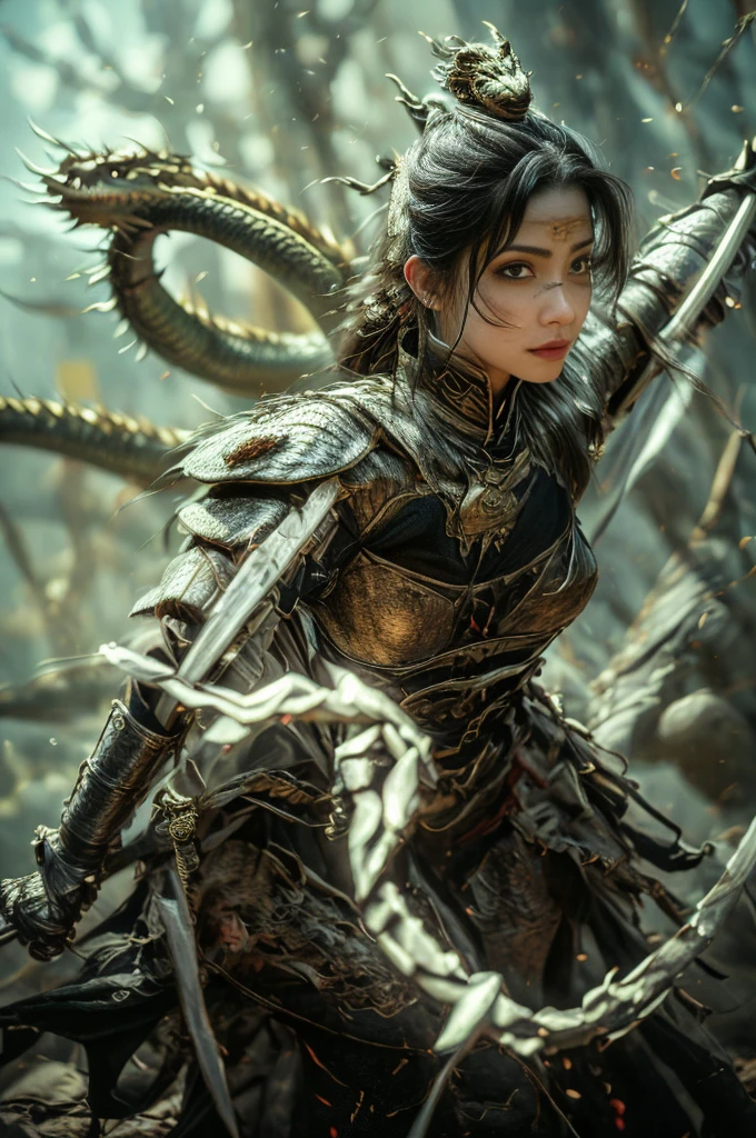 (8k, highest quality, masterpiece),(Realistic, RAW Photos, Super Fine Clear), Realistic Light, Detailed skin, Beautiful woman, ((25 year old girl, Dragon Knight:1.5)), Thin legs, fine grain, Long white hair, Detailed fingers, thin, Sexual, Ecstasy Facial Expressions, (Super big bouncy and firm bust), The chest of the armor is wide open, Exposing breasts, (Crimson armor), (garden, Flower Storm), Lakeside palace, 1 Golden Dragon, Stand beside the dragon