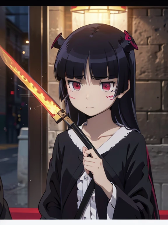 女一人とgrim Reaper, (((Sickle))), (((grim Reaper))), ((black)), (Skeleton), Red eyes, (Whitewashed face)、ruri gokou, Hime cut, Face Paint, darkness, dark, Gothic, mysterious, elegant, Creepy, grace, black, underworld, Shadow, night, cool, Ghost, Different world, antiquity, Mysterious, Mysterious, Heavy, accessories,