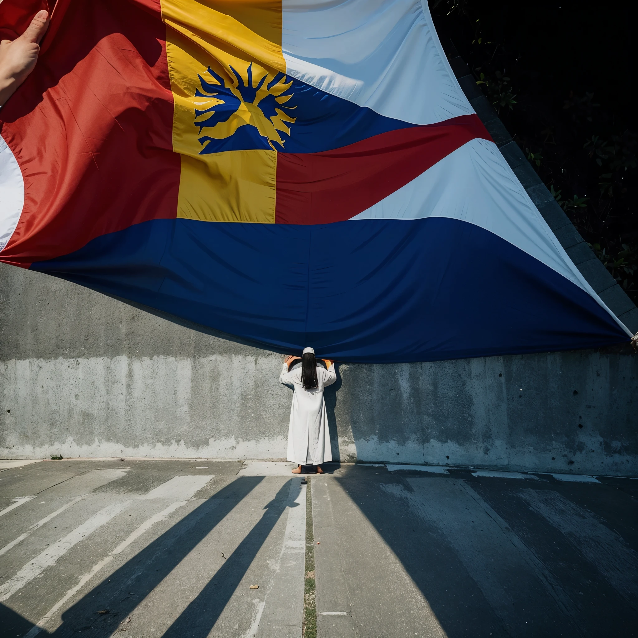 Jesus behind Malaysia flag blessing the country
