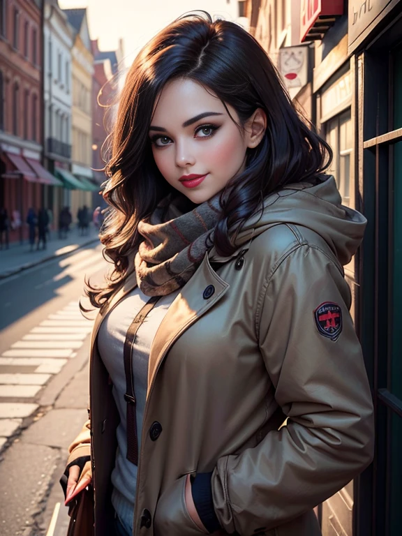 (masterpiece:1.0)、(highest quality:1.2)、(Dark Shot:1.3)、Classic Rogue、1991 Rogue X-Men、1 girl、Only one person、Head to Toe、standing on street corner、Elegant pose、(clothing: Brown winter coat、Brown hood、Down lining、White scarf、gloves、jeans) Medium Hair、Brown Hair、Wavy Hair、1 grey hair、Green Eyeischievous look、Grin、Spread your lips、Red lipstick、Heavy makeup、Confident expression、Backlight、(realism: 1.5)、(realism: 1.4)、(Messy: 1.4)、8k、Very detailed、Detailed beautiful woman、(background: midnight、It's snowing、Downtown New York、Snowy Night)、Official Art、Very detailedな CG Unity 8k 壁紙、Perfect lighting、colorful、超High resolution、photograph、8k、High resolution、Kodak Portrait 400、Film Grain、ぼやけたbackground、(Bokeh:1.2)、(Bright colors:1.2)、Film Grain:1.2、(warm color、warm colorトーン:1.2)、(カラーphotograph)、プロのphotograph、Kat Dennings