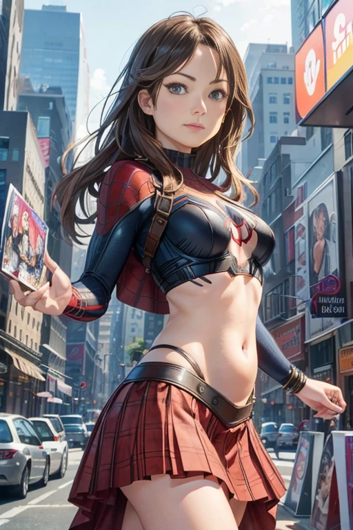 Olivia Wilde、マーベルコミックの映画Poster、so beautiful、Movies about Spider-Man、sexy、whole body、Wearing a skirt、Premiere Date、Poster、belly buttonを突き出す、new york、She's wearing a ripped Spiderman suit、The suit is torn、Wearing a skirt、Red and black color scheme、dynamic、masterpiece、highest quality、Super detailed、Very detailed、Delicate and beautiful shine、Ultra-high resolution、Cinematic、break、breakドロップ、(Torn clothes:1.5)、(Wet clothes:1.4)、Bare shoulders、Real Rain、Wet Hair、belly button、Exposed Skin、sexyな肩を披露