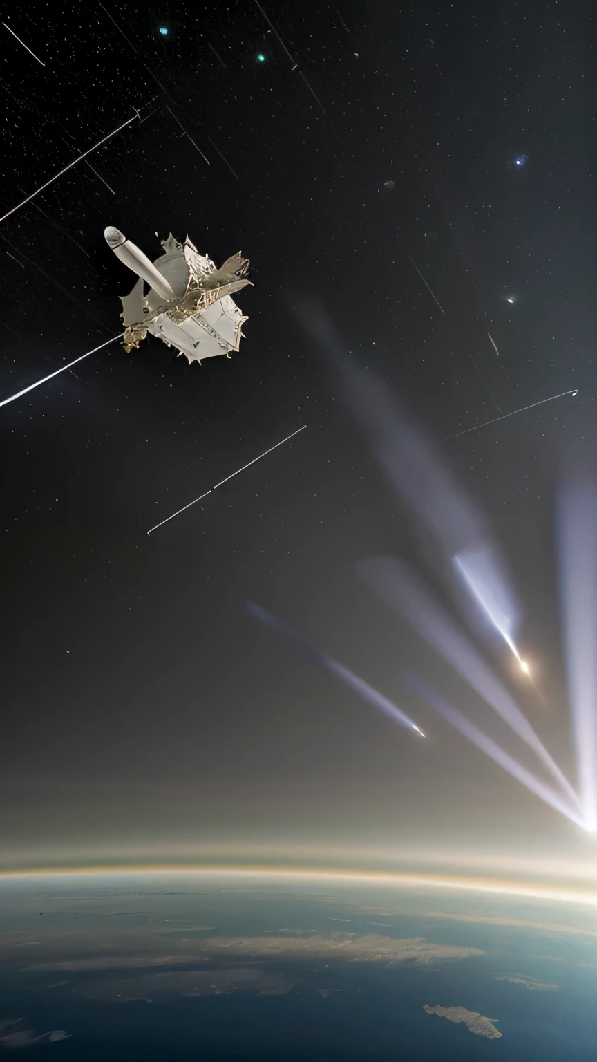 Spacecraft taking off or in orbit.