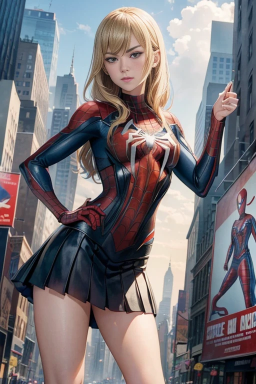 Yvonne Strahovski、マーベルコミックの映画Poster、so beautiful、Movies about Spider-Man、sexy、whole body、Wearing a skirt、Premiere Date、Poster、belly buttonを突き出す、new york、She&#39;s wearing a ripped Spiderman suit、The suit is torn、Wearing a skirt、Red and black color scheme、dynamic、masterpiece、highest quality、Super detailed、Very detailed、Delicate and beautiful shine、Ultra-high resolution、Cinematic、break、breakドロップ、(Torn clothes:1.5)、(Wet clothes:1.4)、Bare shoulders、Real Rain、Wet Hair、belly button、Exposed Skin、sexyな肩を披露