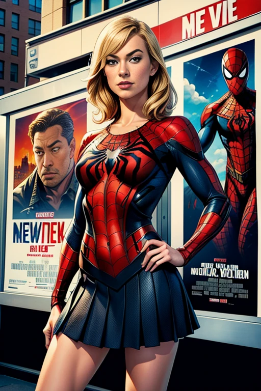 Yvonne Strahovski、マーベルコミックの映画Poster、so beautiful、Movies about Spider-Man、sexy、whole body、Wearing a skirt、Premiere Date、Poster、belly buttonを突き出す、new york、She's wearing a ripped Spiderman suit、The suit is torn、Wearing a skirt、Red and black color scheme、dynamic、masterpiece、highest quality、Super detailed、Very detailed、Delicate and beautiful shine、Ultra-high resolution、Cinematic、break、breakドロップ、(Torn clothes:1.5)、(Wet clothes:1.4)、Bare shoulders、Real Rain、Wet Hair、belly button、Exposed Skin、sexyな肩を披露