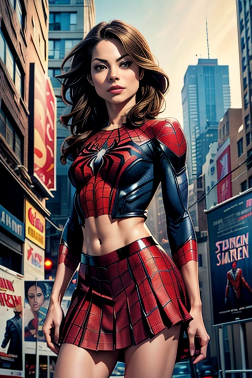 Kristin Kreuk、マーベルコミックの映画Poster、so beautiful、Movies about Spider-Man、sexy、whole body、Wearing a skirt、Premiere Date、Poster、belly buttonを突き出す、new york、She's wearing a ripped Spiderman suit、The suit is torn、Wearing a skirt、Red and black color scheme、dynamic、masterpiece、highest quality、Super detailed、Very detailed、Delicate and beautiful shine、Ultra-high resolution、Cinematic、break、breakドロップ、(Torn clothes:1.5)、(Wet clothes:1.4)、Bare shoulders、Real Rain、Wet Hair、belly button、Exposed Skin、sexyな肩を披露