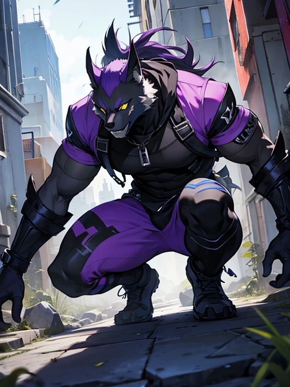2d, masterpiece, best quality, 4k, 8k, ultra highres, raw photo in hdr, sharp focus, photo realism ,real life like, in a night city, detailed background, solo, (gloves, mask, skin tight), big pink, sweat, (by null-ghost, by thebigslick, by darkgem, by honovy), Horse anthro, male focus, perfect purple eyes, full body, sfw, Whole Body, cape, Full View, Villian, Bad Guy, Evil, destroyed car, smirk, crazy,