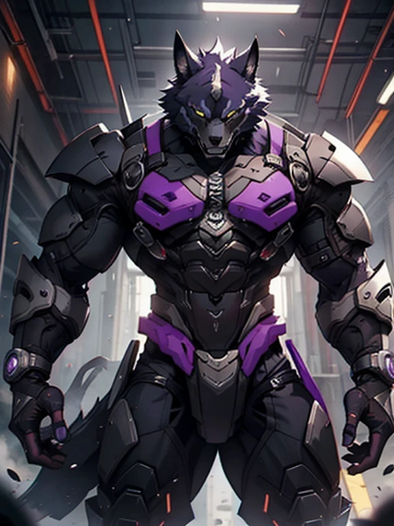 Meca Lobo gigante , negro con morado