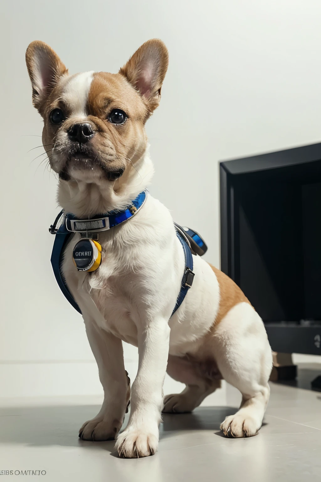 "(mejor calidad, 4k, 8K, high resolution, obra maestra:1.2), ultra detallado, realista:1.37, ciberpunk, espacio, Cream colored French bulldog on a white background., french bulldog astronaut, Cachorro cyborg, espacio dog, Cyber Dog, perro blindado, dog summoning a espacioship, hyper-realista concept art, perro robot, hyper-realista rendering"