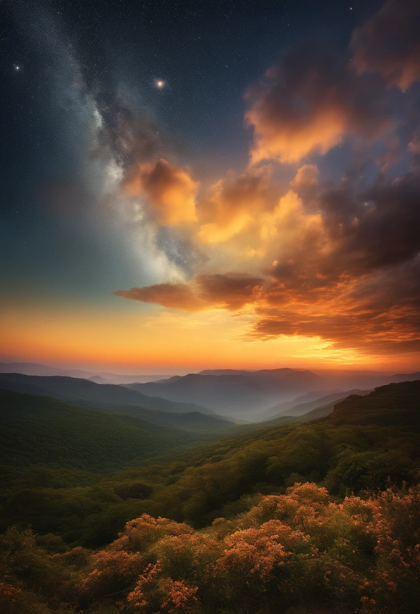 crie uma imagem de Deus com detalhes surreais, Mostrando um Ser Divino em um Ambiente Celestial, com cores vibrantes e luminosidade intensa. Add elements of golden divine light radiating through the scenery and effects of mystical particles in the air.