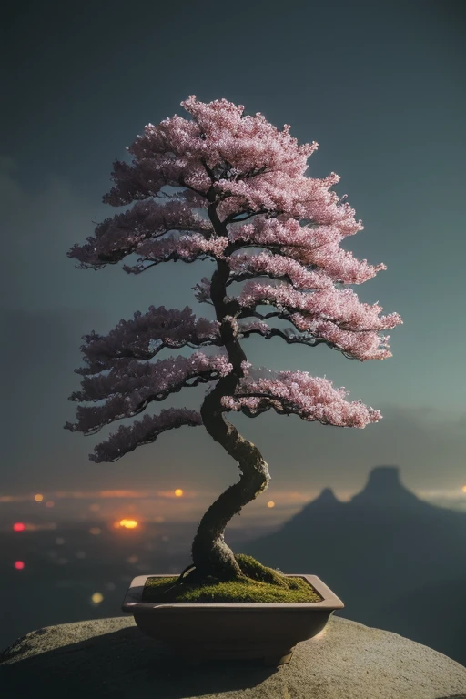 masterpiece, high quality, 8K Full HD, abstract colors, texture, film grain, skin pores:0.2 (tilt shift photography)1.2, intricate dramatic portrait of a beautiful (windblown)1.2 scifi steampunk (medieval fantasy magical cherry blossom bonsai tree)1.2 on top of a rocky mountain overlooking a futuristic (solarpunk)1.2 city, foggy morning, cinematic movie still frame, blade runner 2049, punk hair style, altered carbon, (analog style)1.3 (film grain)1.3, (best quality, high quality, absurdres, intricate detail, masterpiece, cinematic), highly detailed, motion blur, film grain, noise, lens effects.
