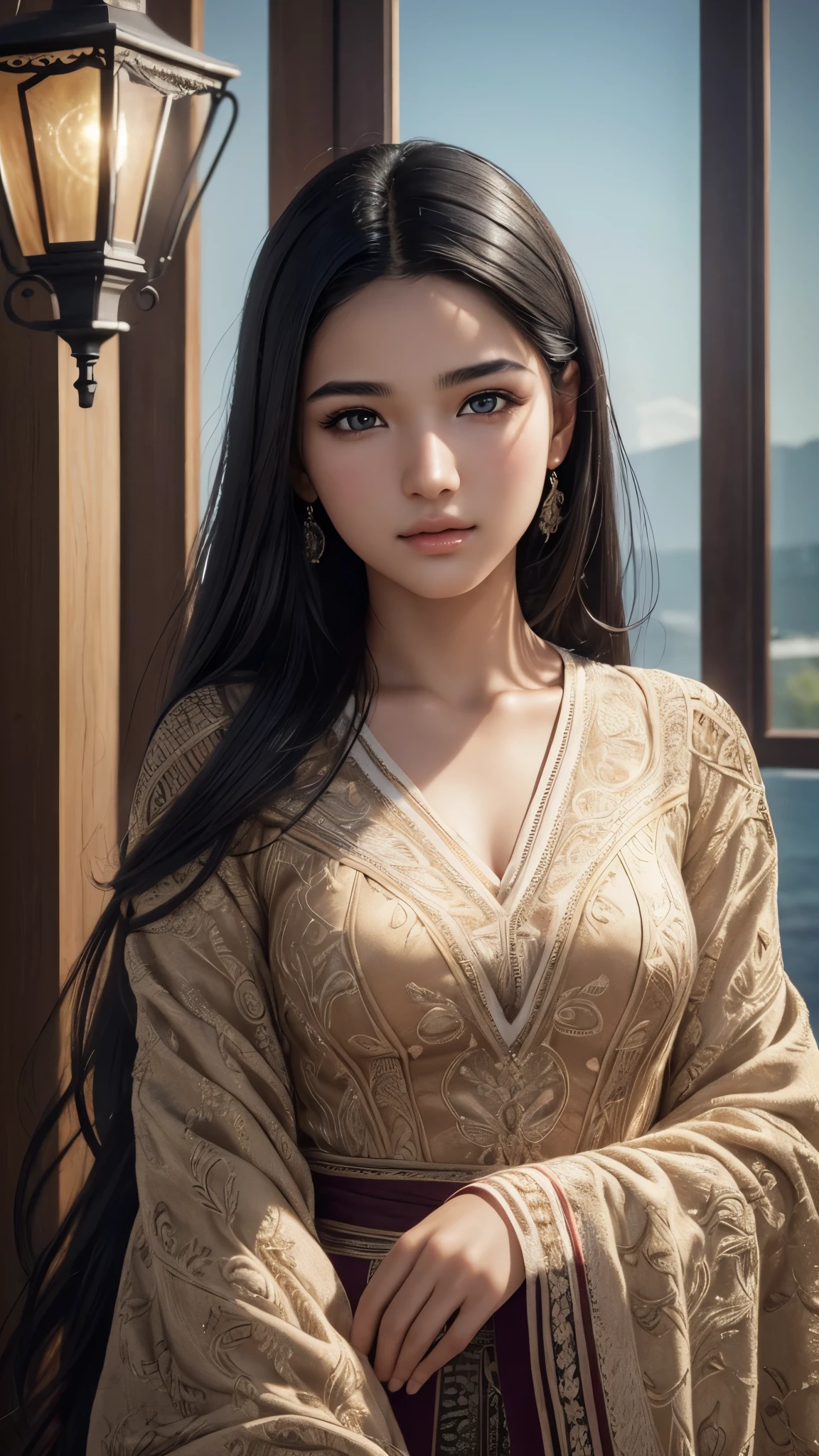 ((best quality)), ((ultra res)), ((photorealistic:1.4)), (intricate details), 17 years old, black hair, perfect face, make up :1.5, light on face, face detail.