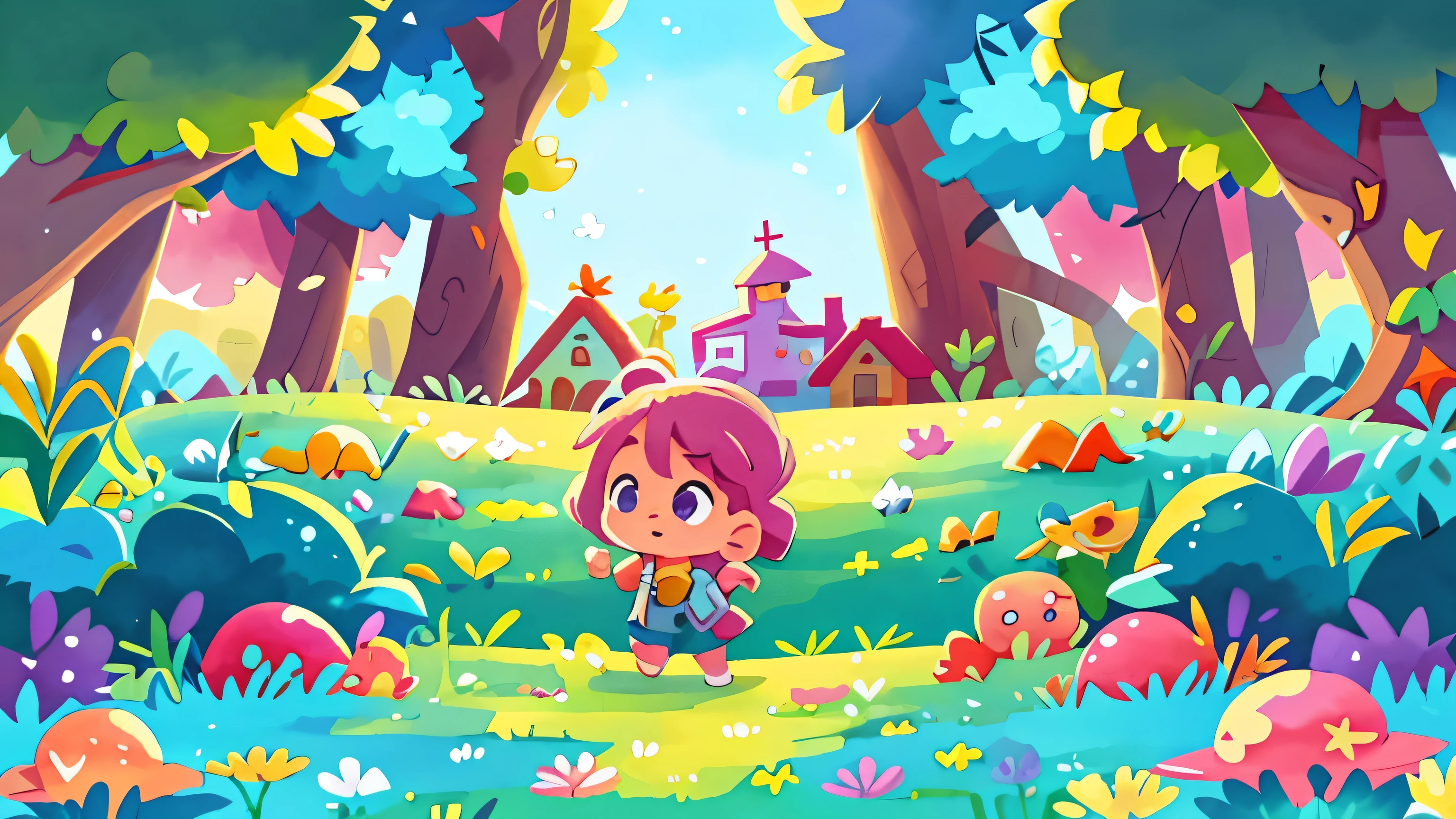 Create a whimsical watercolor illustration of a colorful city whit colorful little houses, on three, that looks like it came straight out of a dream. The planet is a true spectacle of lights and shapes , surreal features. A space ship, dynamic colors. The skies are painted with stunning auroras that reflect the diverse emotions of the inhabitants, filling the atmosphere with waves of pinks, blues, greens, and purples. Above, a starry sky adds to the magical ambiance, with stars twinkling in harmony with the auroras. The entire scene should evoke a sense of wonder, joy, and fantastical beauty, perfect for a children's book.