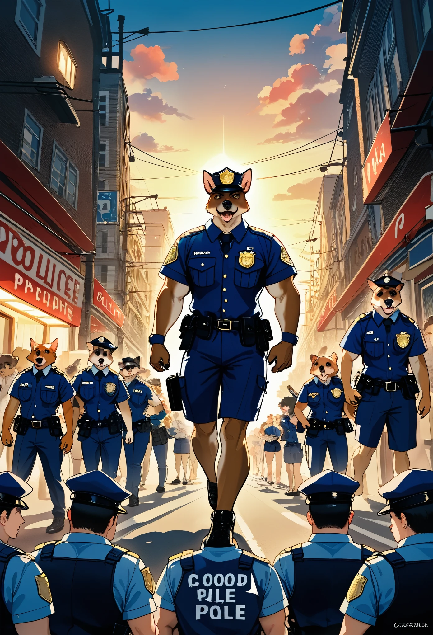 e621, top quality, best quality, highres, masterpiece, super high resolution, detailed background, street, gasping for air(super handsome boys, dog)police officer, swat, police uniform, 6+boys, 6+girls, absurdres(highly detailed beautiful face and eyes)perfect anatomy, good lighting, volumetric lighting, cinematic shadow(kemono, furry anthro),