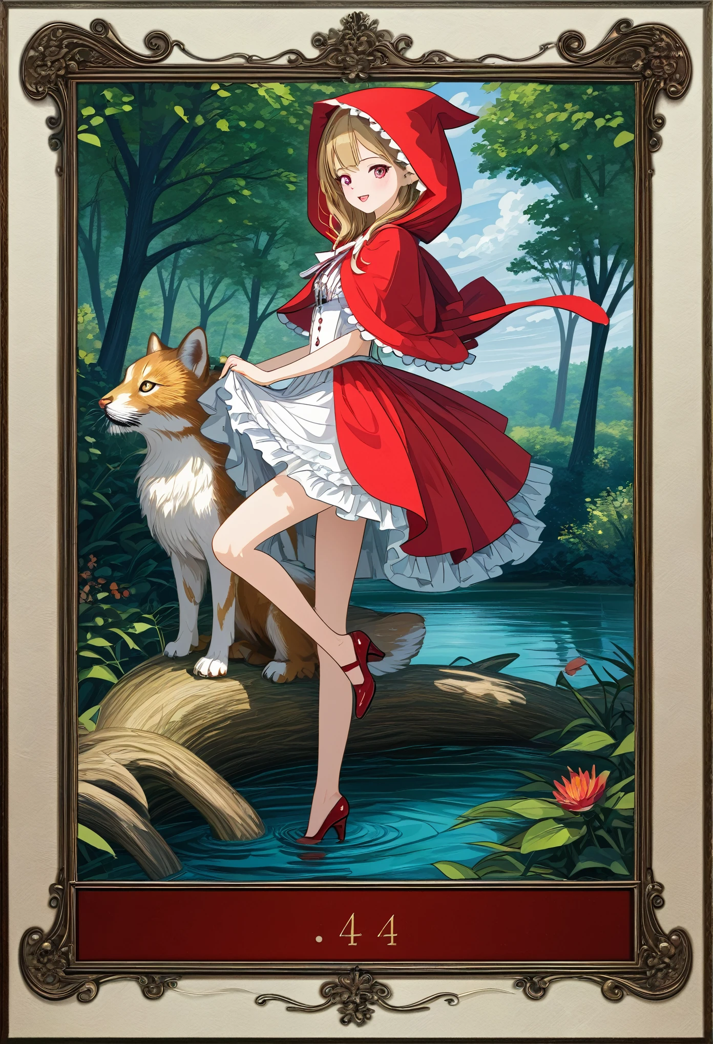 postcard design, story of Little Red Riding Hood, flat Design, vector illustrations, graphic illustration, detailed 2d illustration, flat illustration, digital illustration, digital artwork,