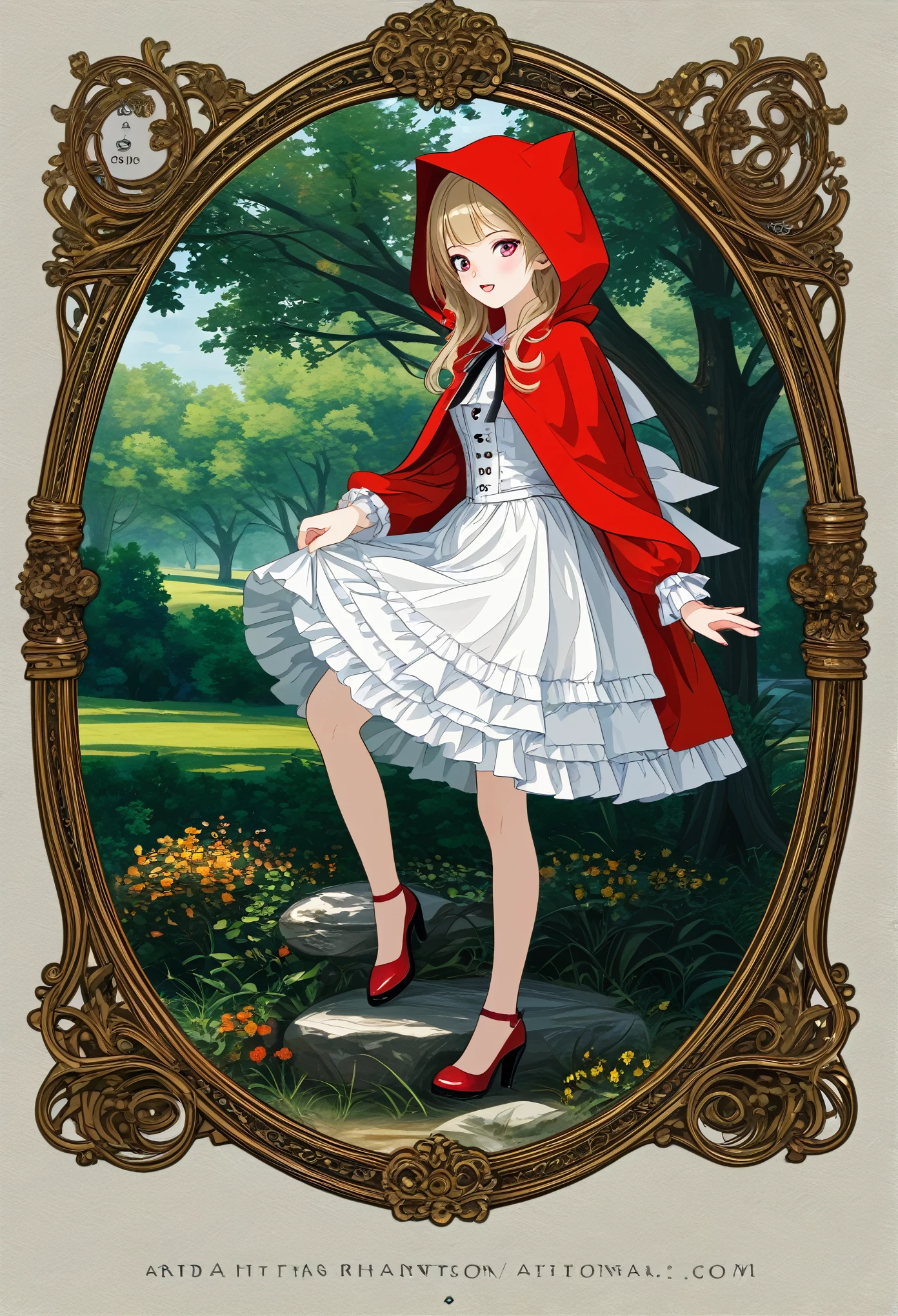 postcard design, story of Little Red Riding Hood, flat Design, vector illustrations, graphic illustration, detailed 2d illustration, flat illustration, digital illustration, digital artwork,
