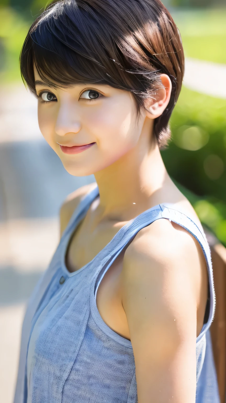 Female student very cute Natural feel boyish 16 years old Pixie Cut