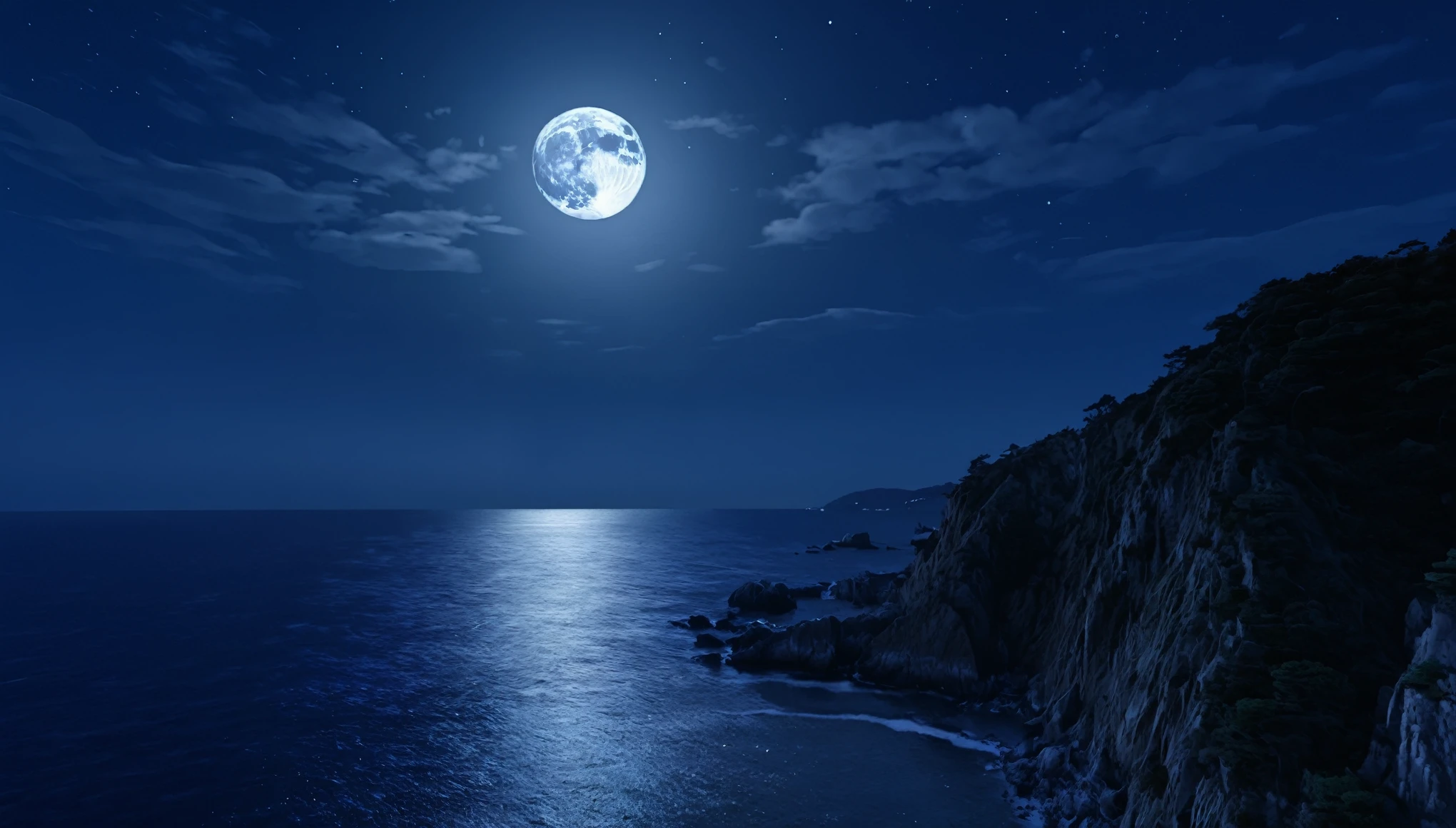 Night Sky、coastline、full moon