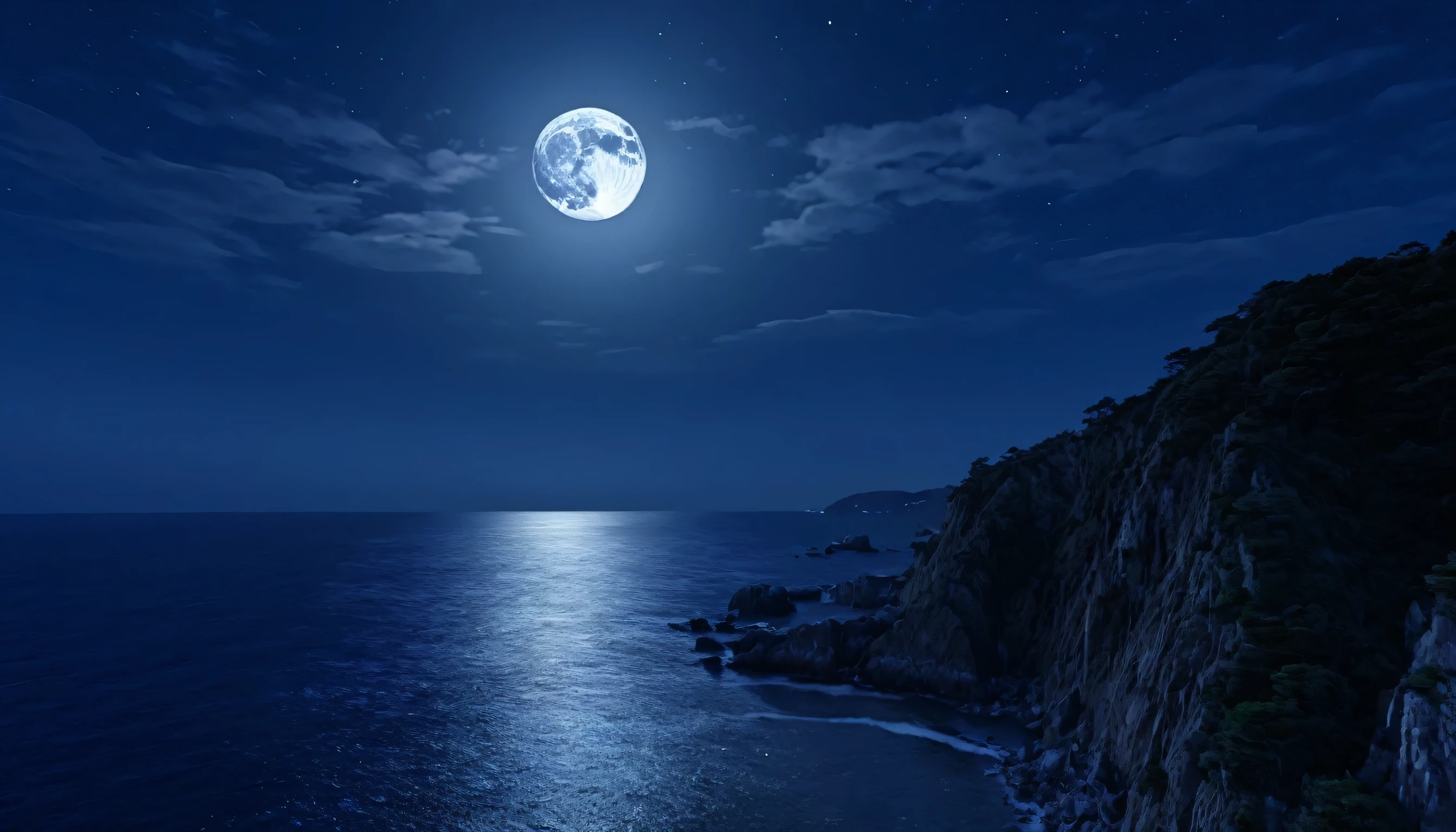 Night Sky、coastline、full moon