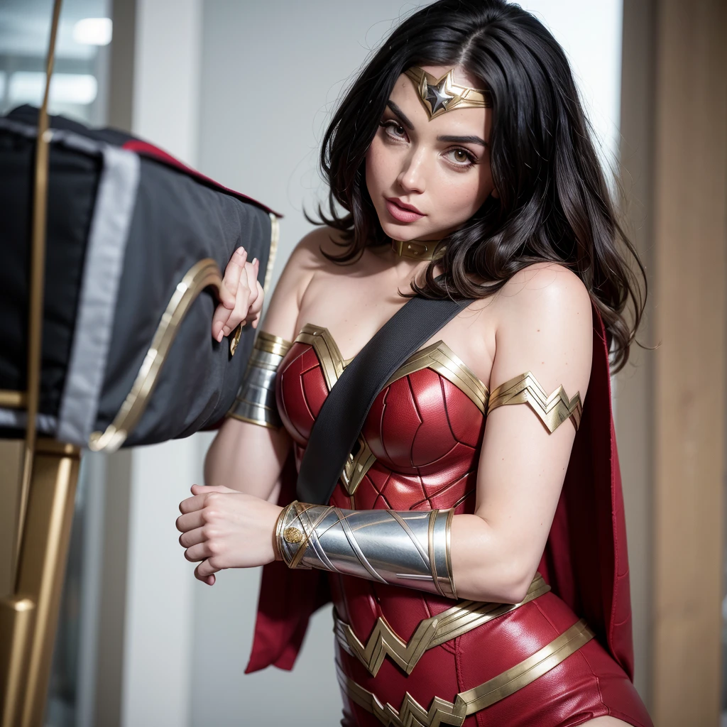 ADArmas, wonder woman superhero outfit, kissing