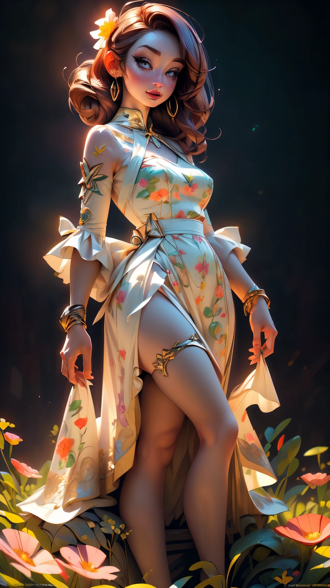 (best quality,4k,8k,highres,masterpiece:1.2),ultra-detailed,(best quality,realistic:1.2), VioletMonroe, lovely woman,field of poppy flowers,sheer yellow floral print summer dress,sunset,play,joy,beauty,harmony,portrait,soft lighting,vibrant colors, HDR, 8k, absurdres, cinestill 800, sharp focus, add_detail:2, Ultra HD | | | ((Fullbody-shot)) add_detail:2 (1woman, solo)
