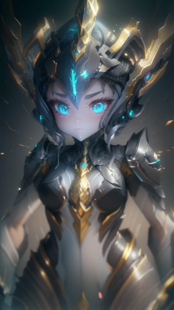 1 girl, mysterious, helmet, unicorn horn, glowing eyes,  Extreme detail expression, Glossy metal, dynamic angle, detailed light, dramatic_shadow, ray_tracing, reflection,Raw, cinematic shot, (sharp focus:1.5), (photorealistic:1.2), twilight lighting, volumetric lighting, ultra high res, 16K,dramatic lighting,